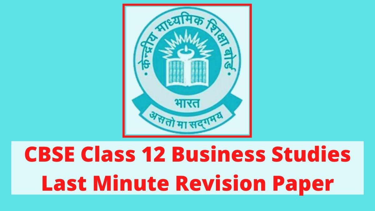 CBSE Class 12 Business Studies Sample Paper With Solution By Experts ...